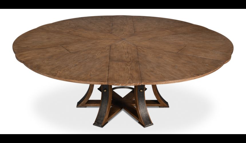 Large round table with self storing leaves Light Mink