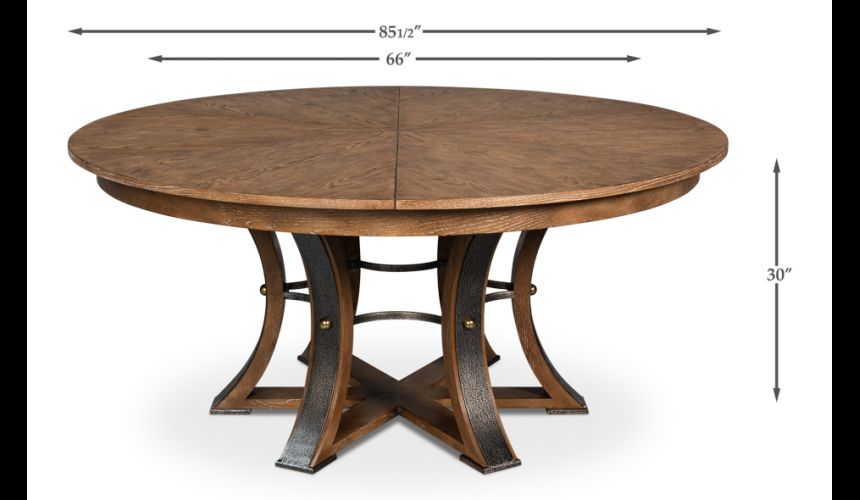 Large round table with self storing leaves Light Mink