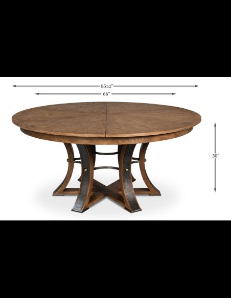 Large round table with self storing leaves Light Mink