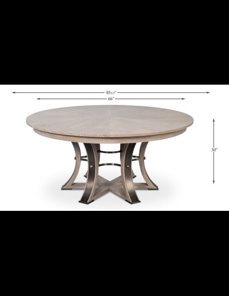 Large round table with self storing leaves moon glow