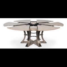 Moon glow stain color medium size jupe table with textured iron details 2