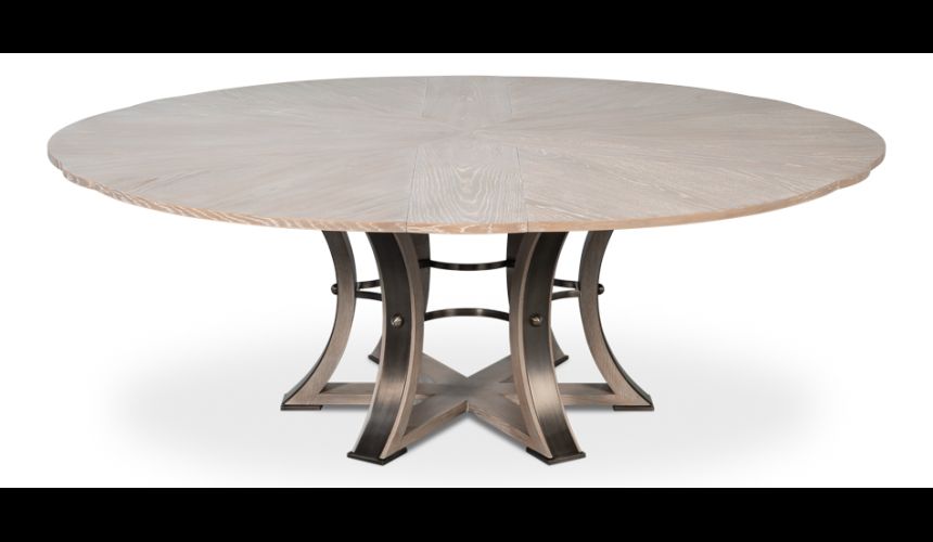 Medium size round table with self storing leaves moon glow