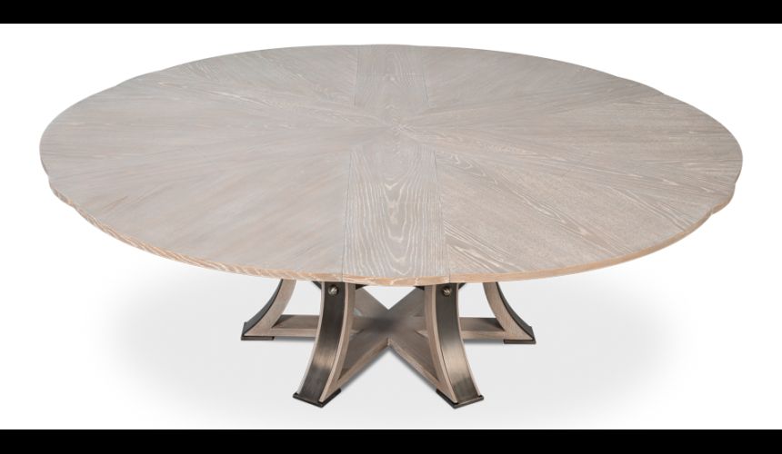 Medium size round table with self storing leaves moon glow