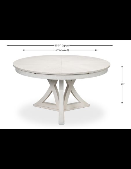 sarreid jupe expanding round to round dining table in working white