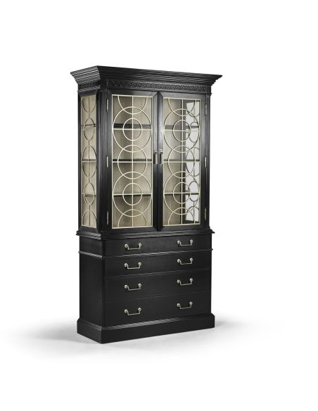 Breakfronts & China Cabinets Black Painted Display Cabinet. Elegant Decor