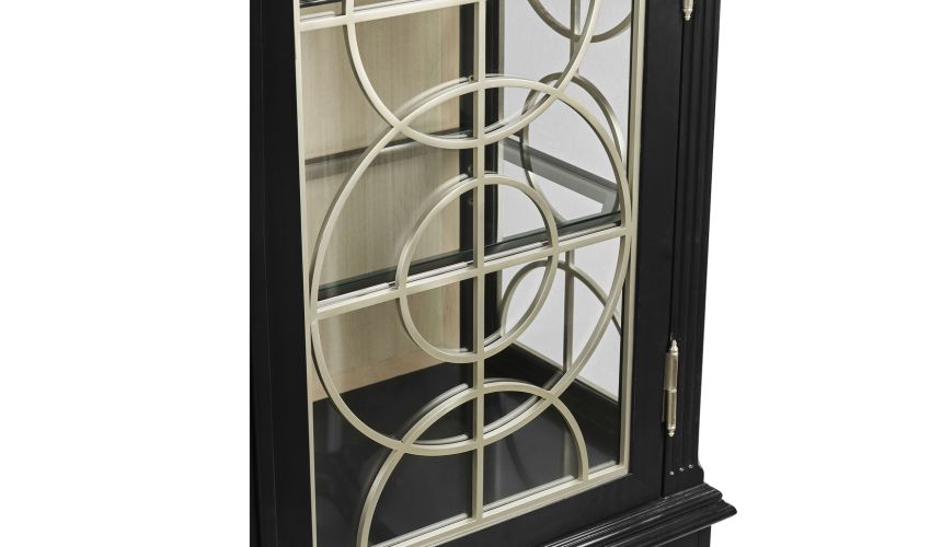 Breakfronts & China Cabinets Black Painted Display Cabinet. Elegant Decor