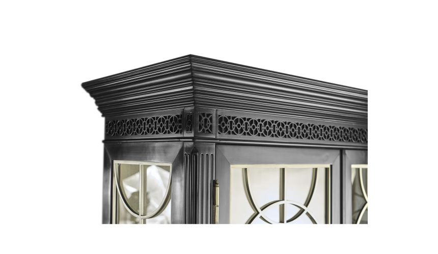 Breakfronts & China Cabinets Black Painted Display Cabinet. Elegant Decor