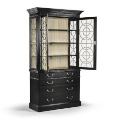 Breakfronts & China Cabinets Black Painted Display Cabinet. Elegant Decor 2