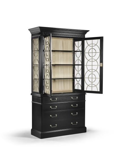 Breakfronts & China Cabinets Black Painted Display Cabinet. Elegant Decor