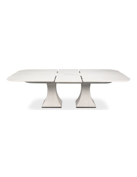 Rectangular expandable white Jupe table