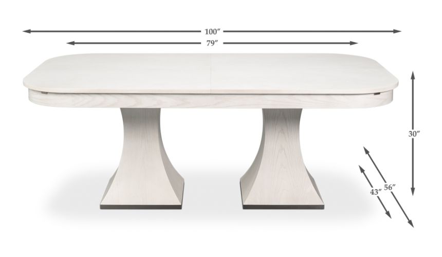 Rectangular expandable white Jupe table