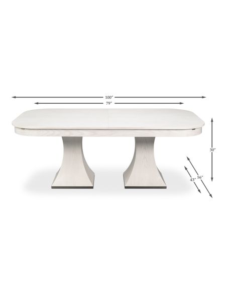 Rectangular expandable white Jupe table