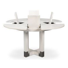 Small expandable white Jupe table with self-storing leaves 2