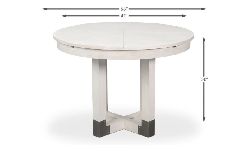 Small expandable white Jupe table with self-storing leaves