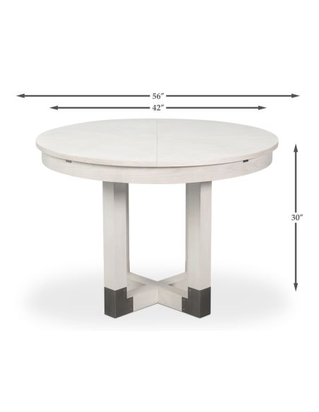 Small expandable white Jupe table with self-storing leaves