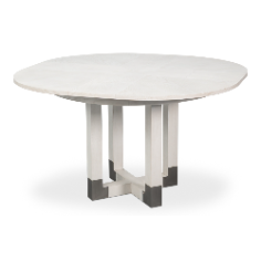 Small expandable white Jupe table with self-storing leaves