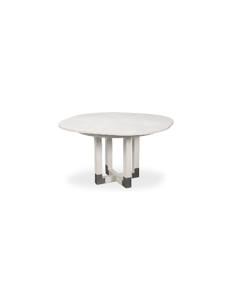 Small expandable white Jupe table with self-storing leaves