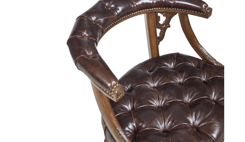 Black Leather card game chair, fine home furnishings.