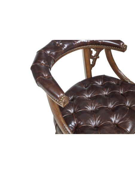 Black Leather card game chair, fine home furnishings.