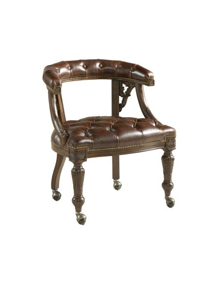 Game Card Tables & Game Chairs Black Leather card game chair, fine home furnishings.