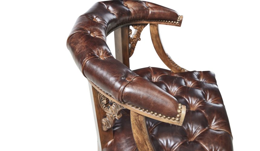 Black Leather card game chair, fine home furnishings.