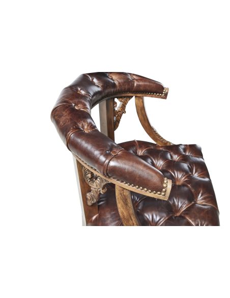 Black Leather card game chair, fine home furnishings.