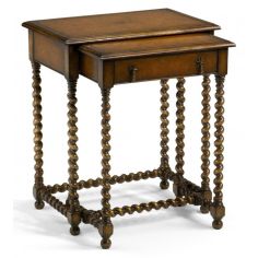 Square & Rectangular Side Tables Nest of Two Tables with Carved Legs Square & Rectangular Luxury Furniture