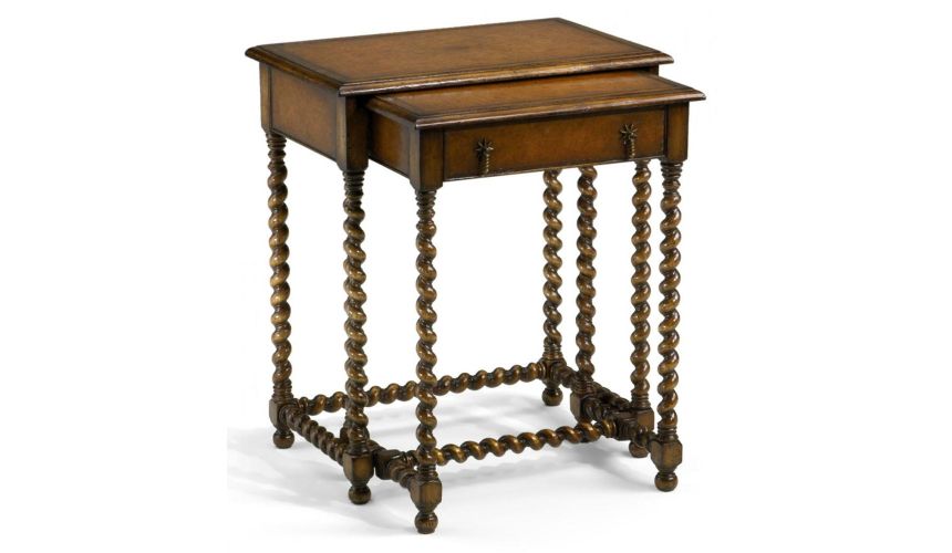 Square & Rectangular Side Tables Nest of Two Tables with Carved Legs Square & Rectangular Luxury Furniture