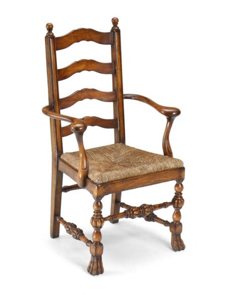 High End Dinning Room Furniture Carved Ladder Back Arm Chair