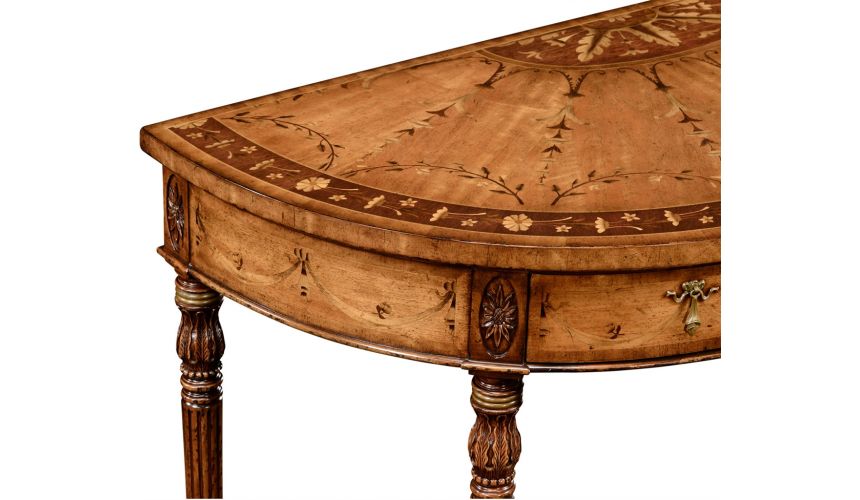 Console & Sofa Tables Walnut Demilune Console Table-47