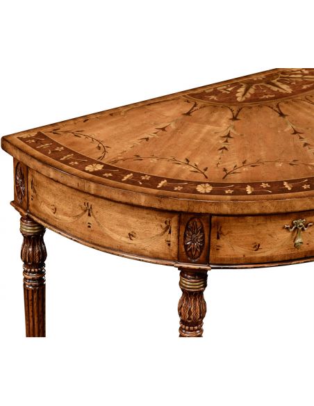 Console & Sofa Tables Walnut Demilune Console Table-47