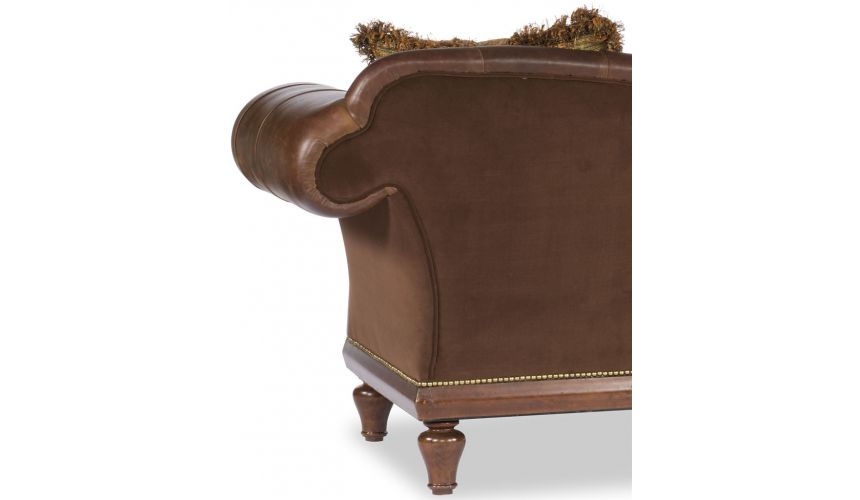 SOFA, COUCH & LOVESEAT Brown Leather Mixed Media Sofa