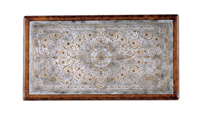 Executive Desks 592228 silvered reverse painted glass side table luxury furniture