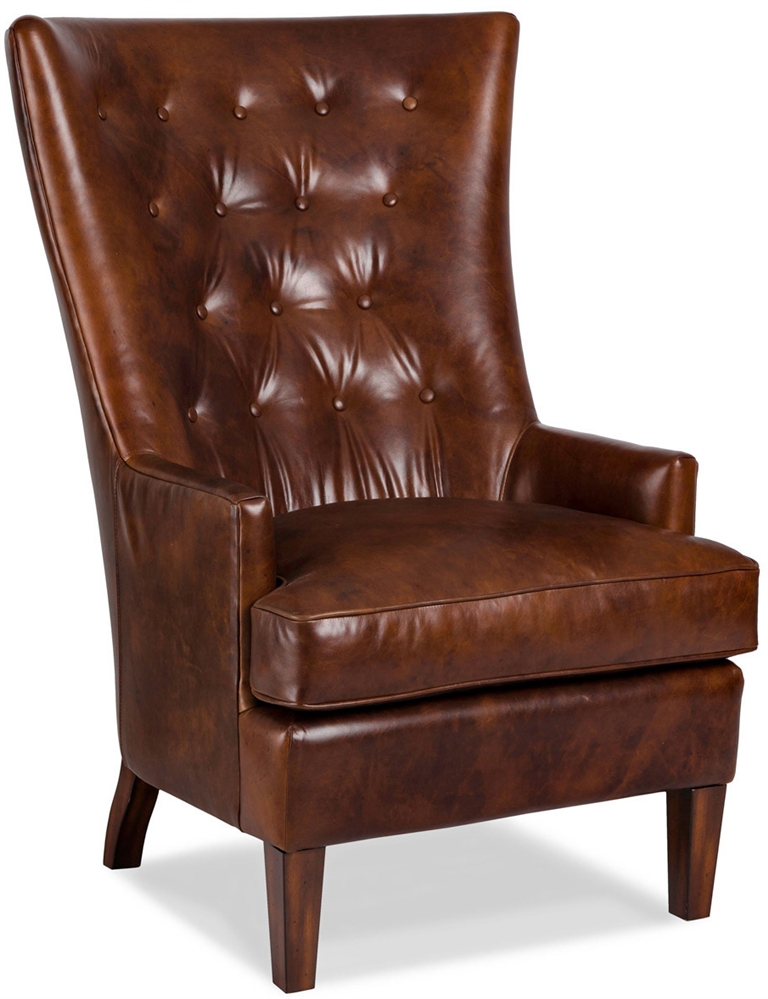 Luxury Leather & Upholstered Furniture Tufted Leather Woodcrest Chair
