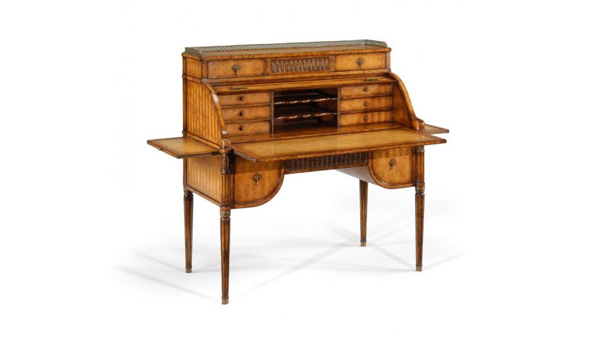 Executive Desks Library Office Furniture Satinwood Roll Top Desk