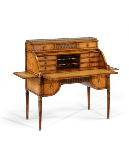 Executive Desks Library Office Furniture Satinwood Roll Top Desk