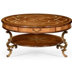 Round and Oval Coffee tables Rococo Style Satinwood Veneered Two-Tier Coffee Table-55