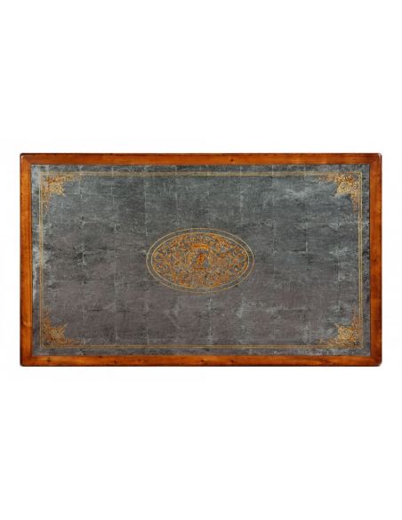 Coffee Tables High End Furniture Rectangular Coffee table with a carved and detailed Eglomise top