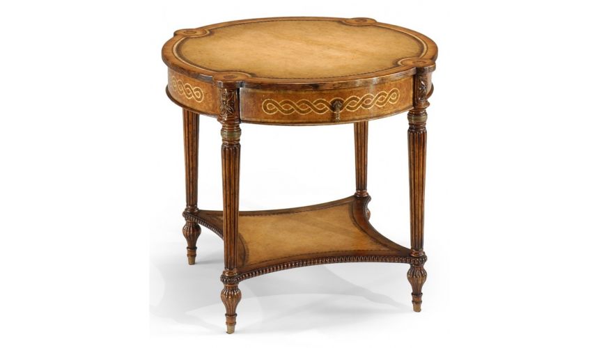 Round & Oval Side Tables High Quality Furniture Round Side Table with hand carved legs