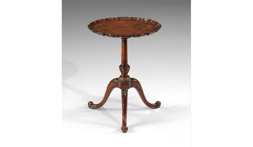 Round & Oval Side Tables High Quality Furniture Round Lamp Table with a Mahogany veneer pie crust top