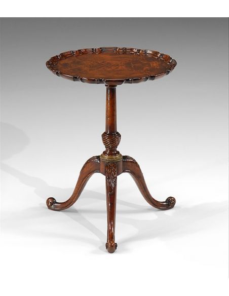 High Quality Furniture Round Lamp Table  with a Mahogany veneer pie crust top