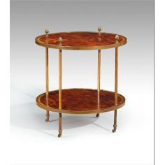 Round & Oval Side Tables High Quality Furniture Round Lamp Table with brass pine cone finials