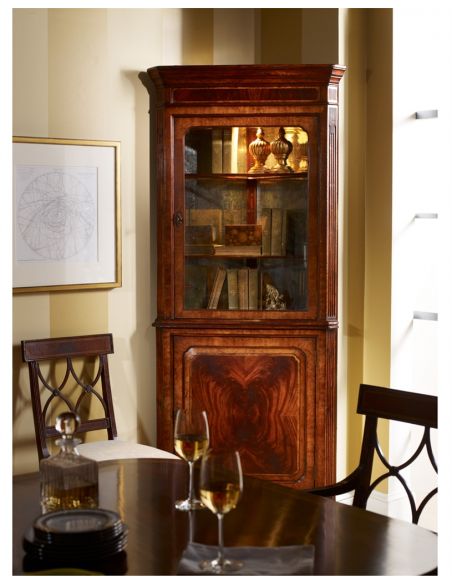 Tall Glazed Corner Cabinet with Cupboard-15