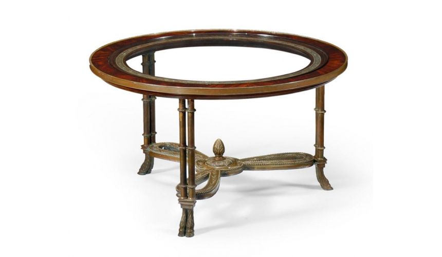 Coffee Tables High End Furniture Round Mahogany Coffee Table With Brass Base