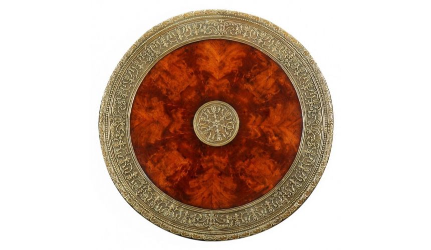 Foyer and Center Tables Carved Leg Mahogany and Brass Center Table