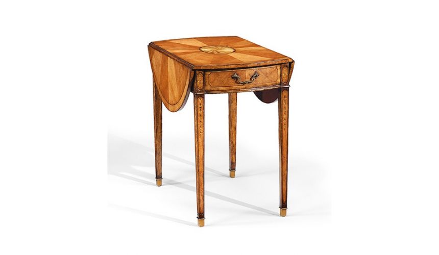 Square & Rectangular Side Tables Square Luxury Satinwood Large Pembroke Table, Lamp & Bedside