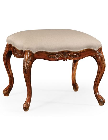 Quality Upholstered Furniture Footstool, Ottoman in Medium Walnut
