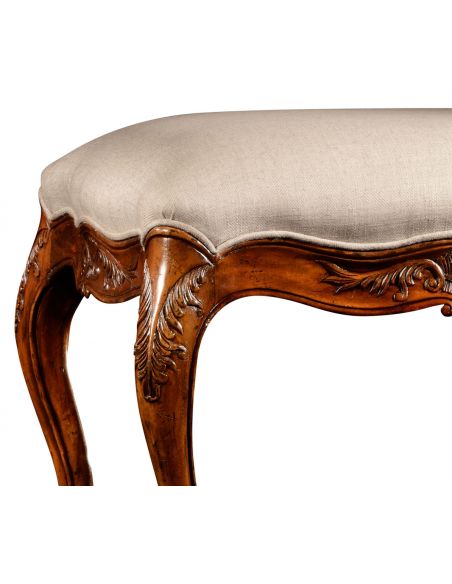 Luxury Leather & Upholstered Furniture Quality Upholstered Furniture Footstool, Ottoman in Medium Walnut