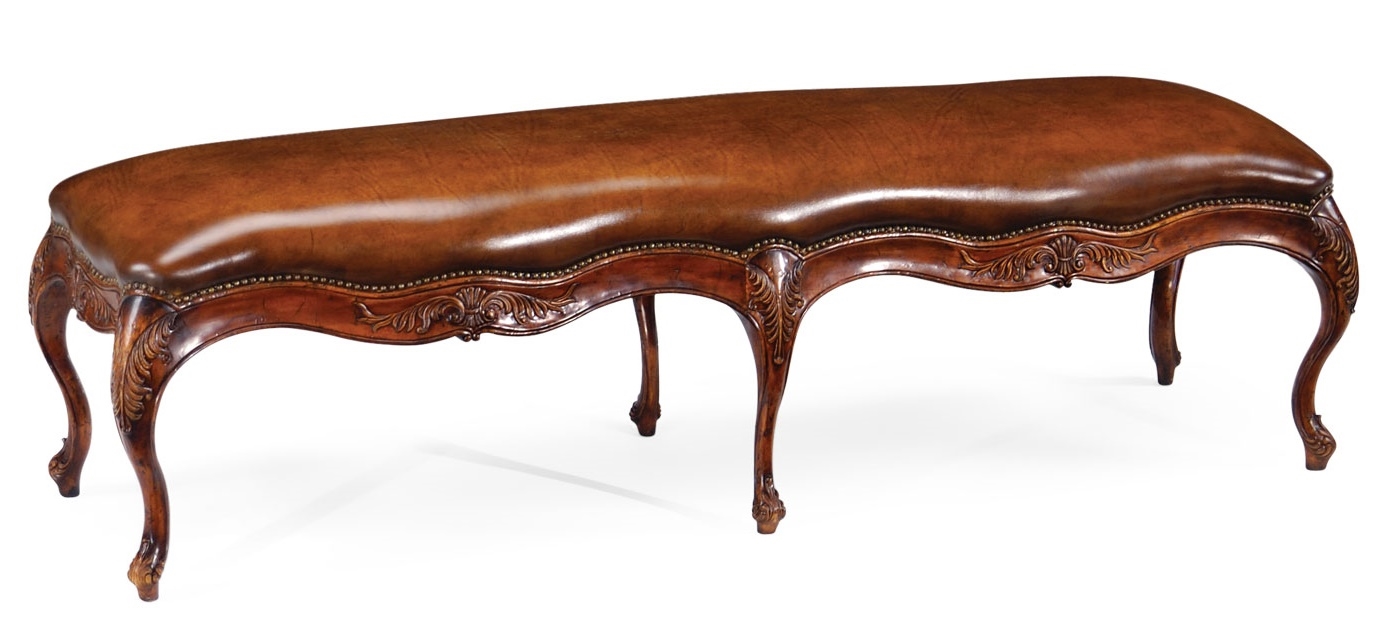 Luxury Leather & Upholstered Furniture Quality Upholstered Furniture Long Footstool, Ottoman in Medium Walnut