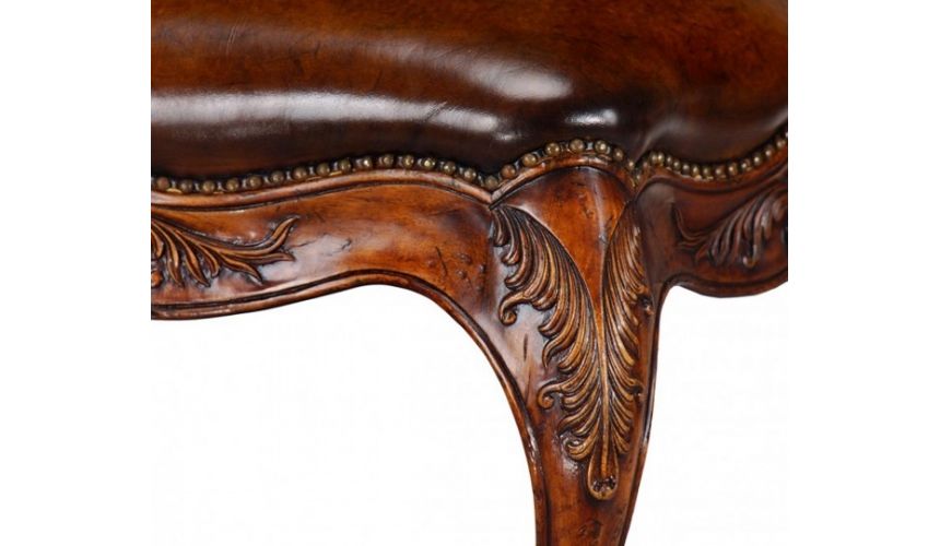 Luxury Leather & Upholstered Furniture Quality Upholstered Furniture Long Footstool, Ottoman in Medium Walnut